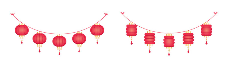 Chinese Lantern Hanging Garland Set, Chinese New Year, Lunar New Year and Mid-Autumn Festival Decoration Graphic