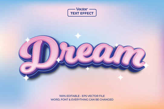 Dream Hologram 3D text effect vector