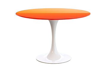 Modern Plastic Orange Round Table isolated on PNG Background. Generative Ai.