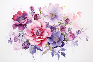 Floral Watercolor Illustration: Romantic Vintage Garden, Blooming Peonies, and Elegant Botanical Design.