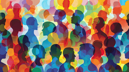 Human Diversity: A Vector Background with a Diverse Group of Human Figures, Celebrating Diversity and Inclusion - obrazy, fototapety, plakaty