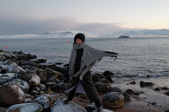 Woman at the Arctic Ocean