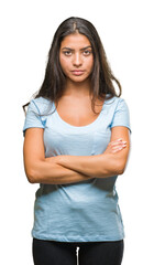 Fototapeta premium Young beautiful arab woman over isolated background skeptic and nervous, disapproving expression on face with crossed arms. Negative person.