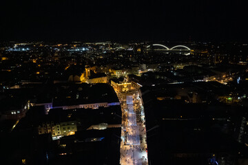 City Square in the Beautiful Novi Sad, for the New Year in the night. Serbia. High quality photo