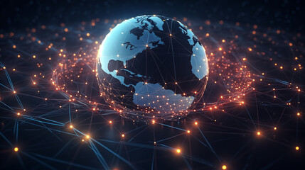 Digital globe - abstract illustration of a data technology. Netw