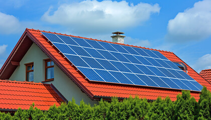 Solar Panel on a Red Roof
