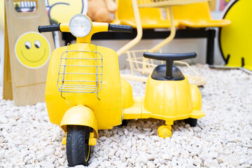 Classic yellow motorcycle, vintage, modern style for decorating coffee shops and restaurants, chic...