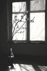 Serene Monochrome Room, spring art