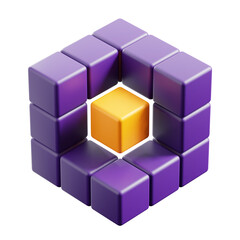 Obraz premium PNG 3D Blockchain icon isolated on a white background