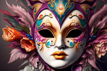 glamouröse, venezianische Maske in bunten Farben, Karneval