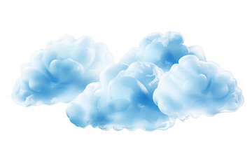 Group of blue clouds isolated on PNG Background. Generative Ai.
