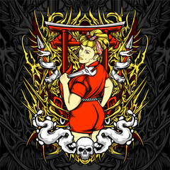 charming girl illustration for t shirt design