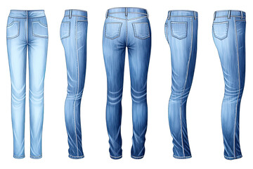 Blue male denim jeans isolated on PNG Background. Generative Ai. - obrazy, fototapety, plakaty