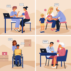Health workers illustrations in flat design