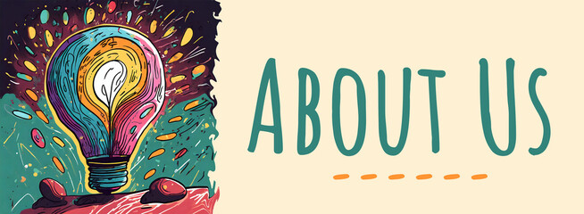 About Us Bulb Colorful Doodle Abstract Left Text 