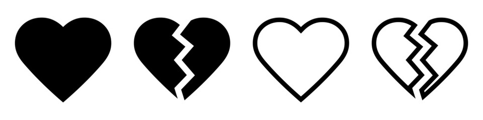 Heart broken  icon symbol set