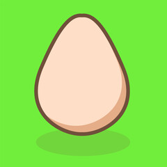 Fototapeta premium Cartoon Egg in flat design with shadow on the green background