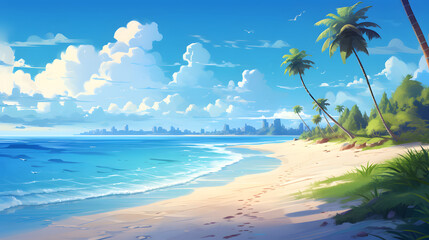 Fototapeta na wymiar beach illustration background in summer