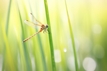 a dragonfly resting on tall marsh grass