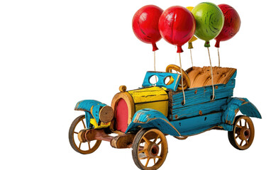 Balloon-Powered Car Toy  on transparent background.