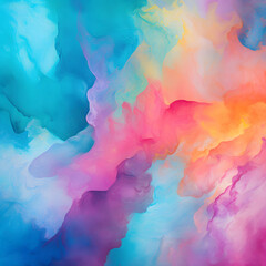 Background texture of multi-colored acrylic watercolors painted on abstract canvas. Pictures used to decorate walls or wallpaper. - obrazy, fototapety, plakaty