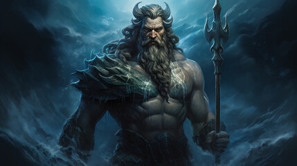 The mighty god of the sea and oceans Neptune Poseidon