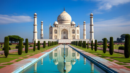 Illustration background of Taj Mahal in Agra State - obrazy, fototapety, plakaty