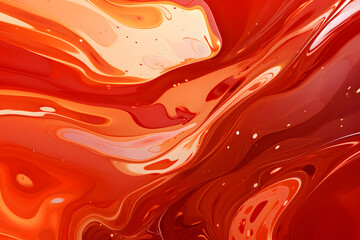 Abstract background of smooth streaks of red liquid paint - obrazy, fototapety, plakaty