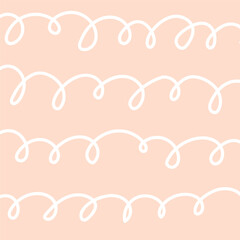 Hand drawn cute squiggle grid. doodle beige, pink, pale, white wavy pattern with scribbles. Doodle square background with texture. Line art freehand grid vector outline grunge print