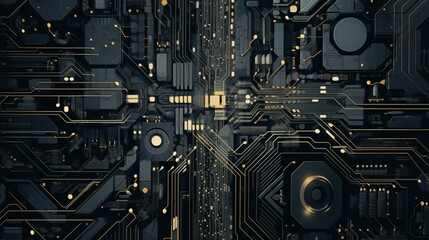 Fototapeta premium An intricately designed and detailed circuit board artwork depicting futuristic technology, precise circuitry, and digital components - Generative AI