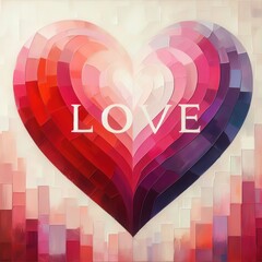 Colorful abstract hearts and the word Love Created by ai generated