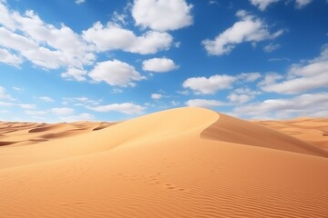 Fototapeta na wymiar Majestic desert landscape with endless dunes under a brilliant azure sky, Generative AI