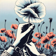 Paintings advocating for the abandonment of opium poppy - obrazy, fototapety, plakaty