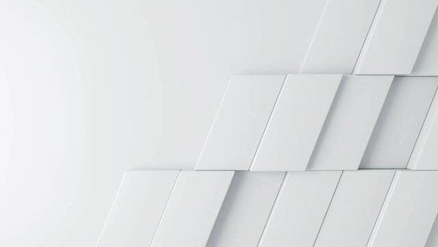 Abstract 3d render background. White mosaic motion pattern for business concept. Bright geometric surface for broadcast backdrop animation. Seamless loop.