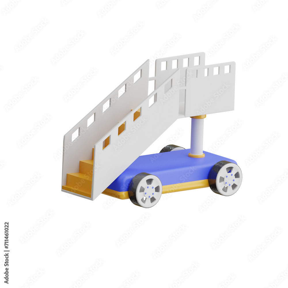 Poster 3d aircraft stairs model enhancing passenger mobility and safety. 3d illustration, 3d element, 3d re