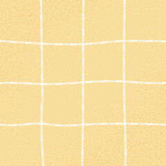 Hand drawn cute grid. doodle yellow, beige, white plaid pattern with Checks. Graph square background with texture. Line art freehand grid vector outline grunge print