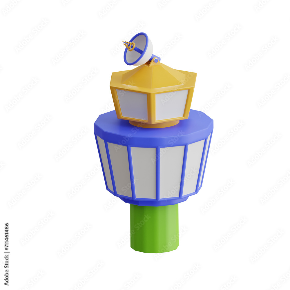Poster 3d control tower model monitoring the skies for smooth operations. 3d illustration, 3d element, 3d r