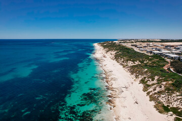 Aerial view of the northern coastline at Burns Beach in Perth, Western Australia
