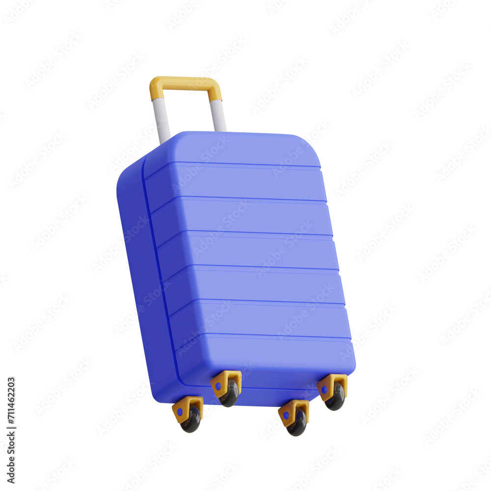 Poster 3d luggage model navigating travel with the right gear. 3d illustration, 3d element, 3d rendering. 3