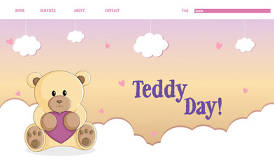 Vector illustration Happy Teddy Day Valentine’s Day Editable Post Banner Template