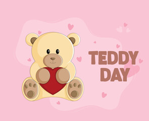 Vector illustration Happy Teddy Day Valentine’s Day Editable Post Banner Template