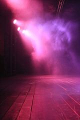 Obraz premium Empty stage or scene with spotlights and pink smoke effect as wallpaper background illustration