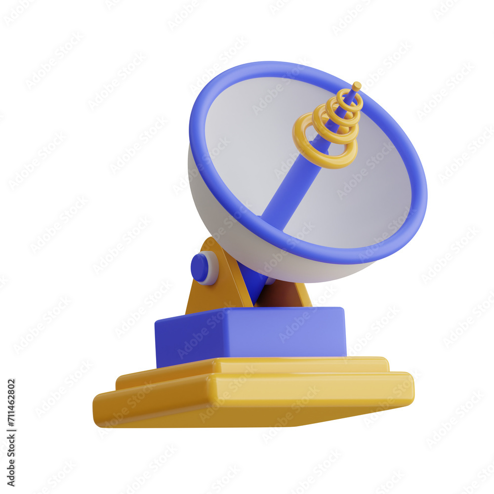 Poster 3d satellite dish model connectivity across the skies. 3d illustration, 3d element, 3d rendering. 3d