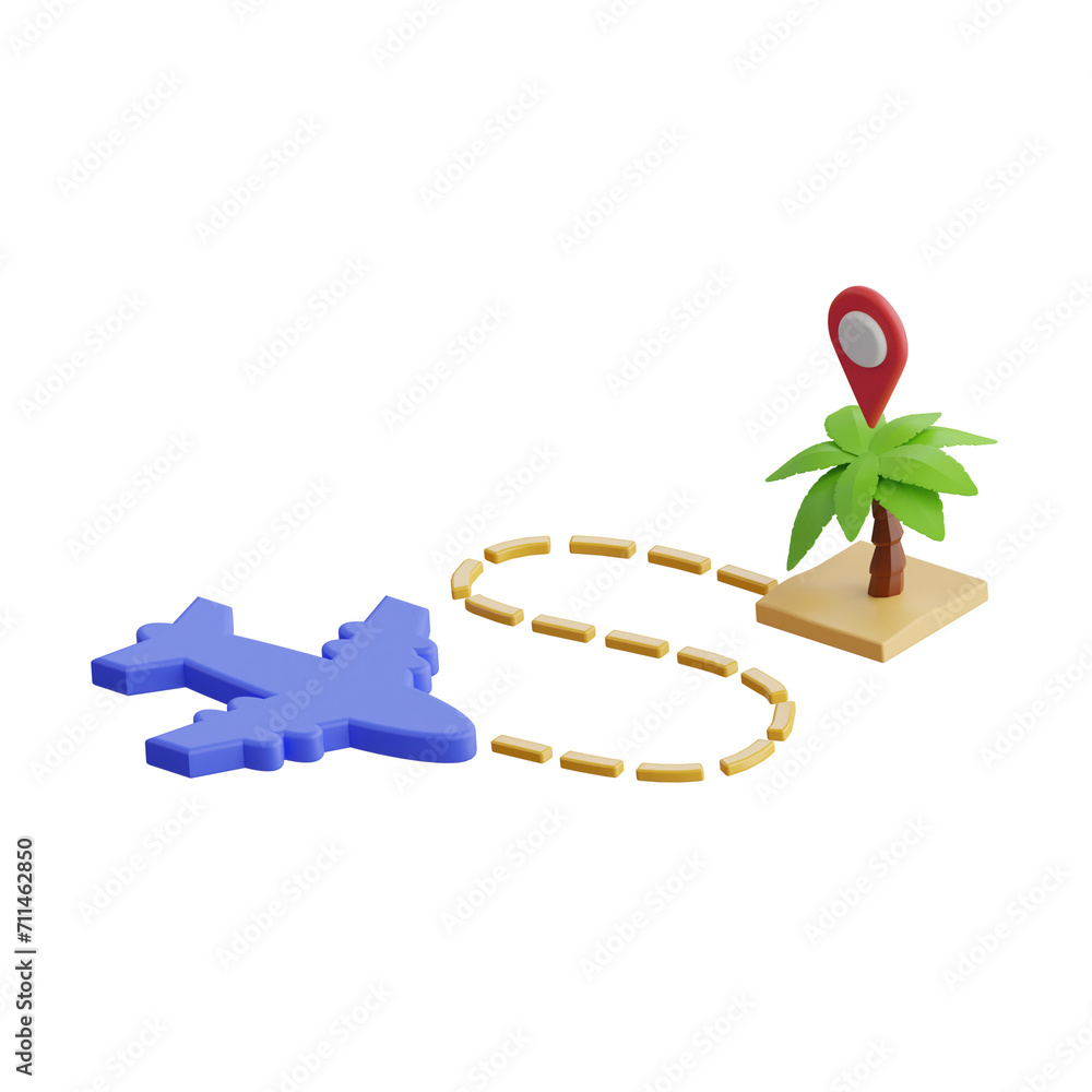 Poster 3d route model mapping journey through the skies. 3d illustration, 3d element, 3d rendering. 3d visu