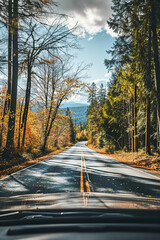 Fototapeta premium Wanderlust Chronicles: Exploring the Open Road in a Solitary Car Expedition