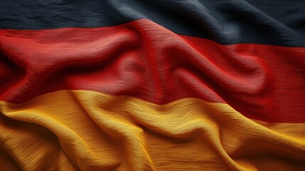 Closeup of fabric ruffled Germany flag background