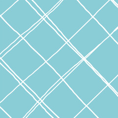 Fototapeta premium Abstract doodle grid with blue background. Squiggle and scribble texture of hand drawn uneven lines. Geometric textured backgroung for textile, cover, wrapping paper, wallpaper design.