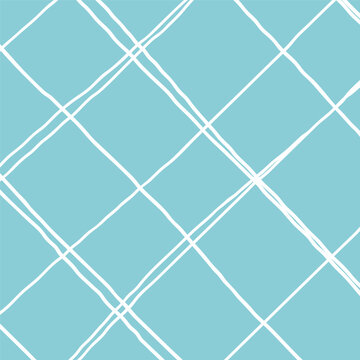 Abstract doodle grid with blue background. Squiggle and scribble texture of hand drawn uneven lines. Geometric textured backgroung for textile, cover, wrapping paper, wallpaper design.