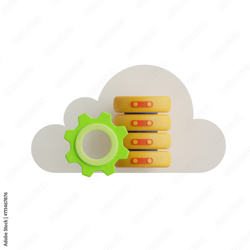 Aufkleber 3d database model empowering scalable and secure information storage. 3d illustration, 3d element, 3