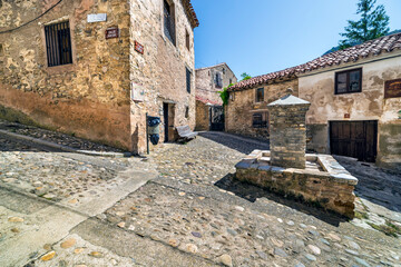 Source at Mayor street in Yanguas medieval village. Soria. Spain. Europe.